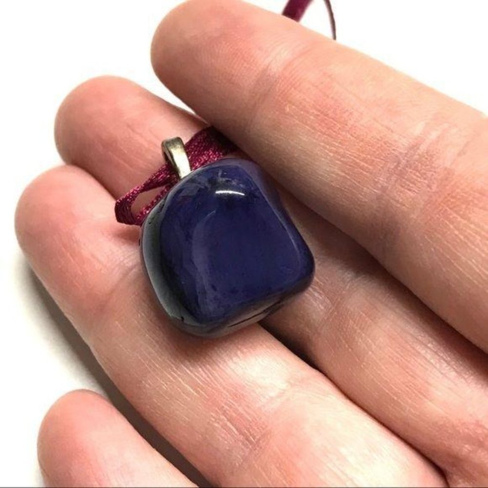 Handmade gemstone pendant necklace purple 7 chakra - Picture 5 of 6